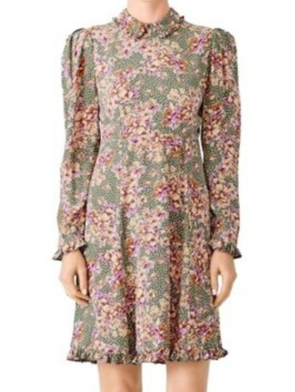 ByTimo Floral Polka Dot Bouquet Collared Dress